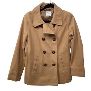 Old Navy Womens Camel Tan Wool Blend Double Breasted Pea Coat Jacket Medium